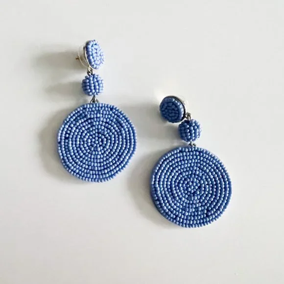 J. Crew Factory Large Circle Beaded Statement Earrings (Blue) - Picture 1 of 3